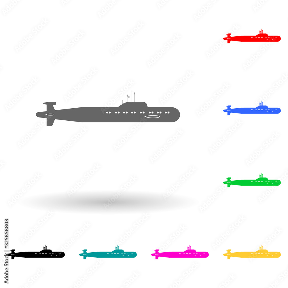 Poster submarine multi color style icon. simple glyph, flat vector of ships icons for ui and ux, website or