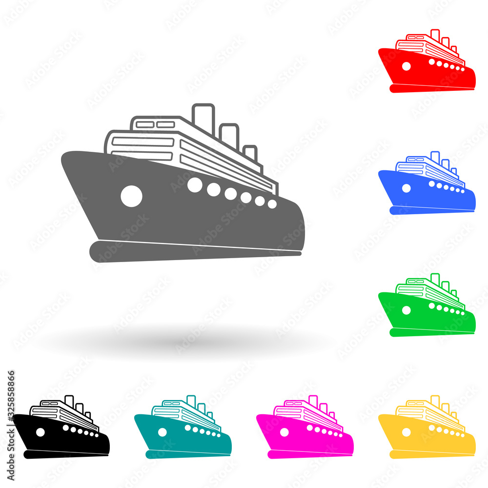 Poster cruise liner logo multi color style icon. simple glyph, flat vector of ships icons for ui and ux, we