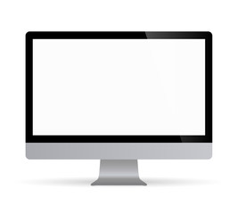 Realistic desktop computer monitor with white screen. Illustration vector illustrator Ai EPS