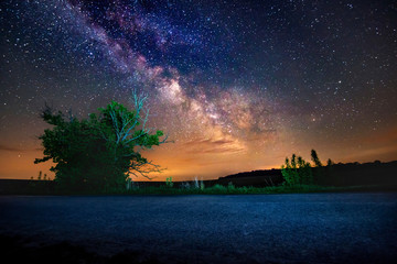the road under the milky way