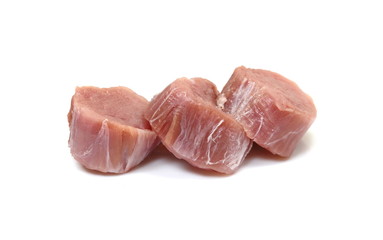 Fresh raw beef meat slices isolated over white background