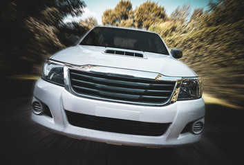 Front view of big white pickup car © FabbriDG