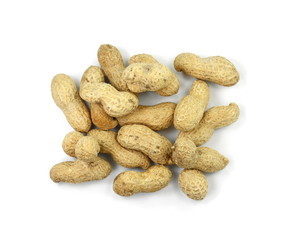 Peanuts isolated on the white background. Peanuts pod or arachis isolated on white background