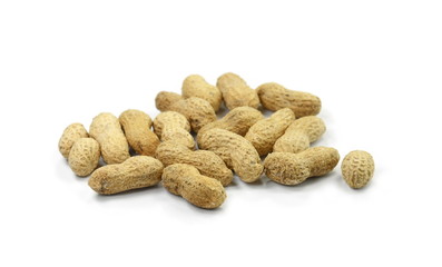 Peanuts isolated on the white background. Peanuts pod or arachis isolated on white background