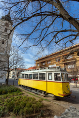 Fototapeta na wymiar Old tram in Pecs, Hungary.
