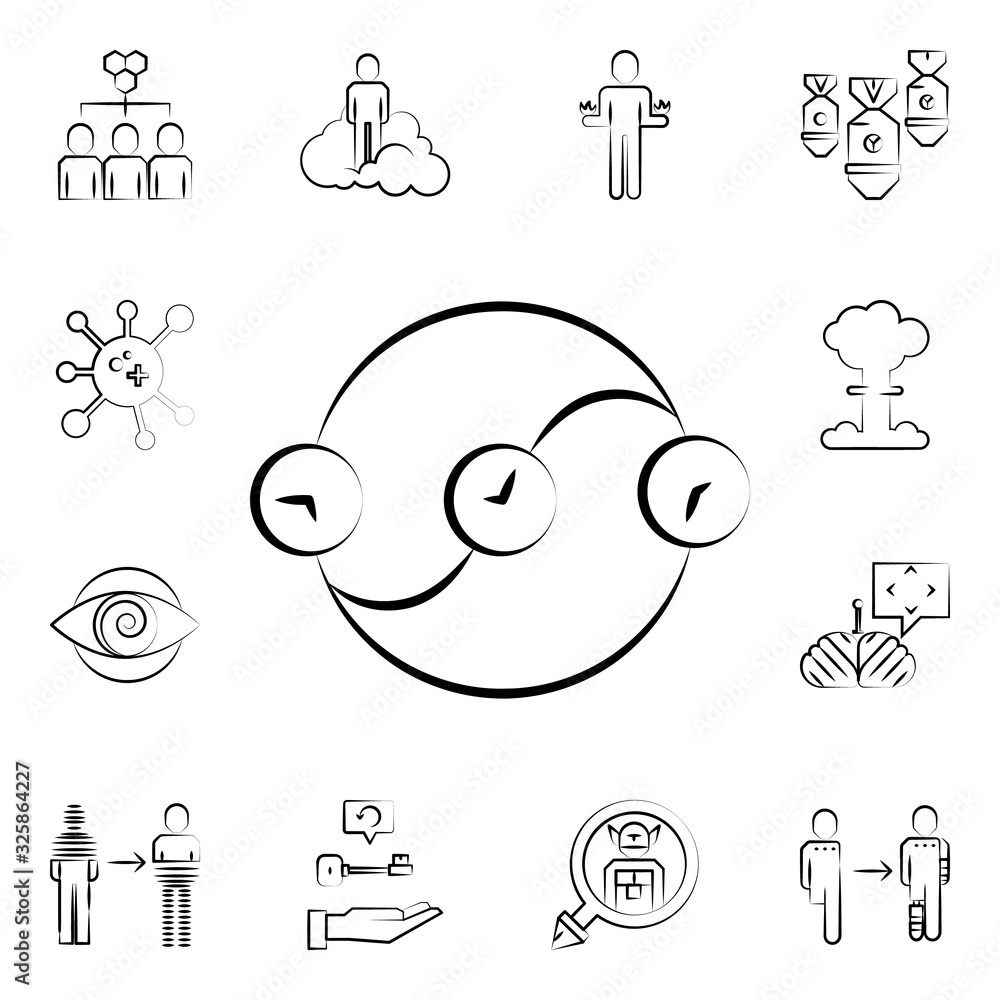 Aufkleber time paradox icon. mad science icons universal set for web and mobile