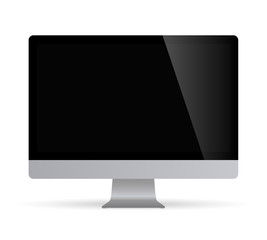 Realistic desktop computer monitor with black screen. Illustration vector illustrator Ai EPS