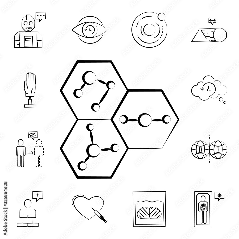Poster nanotechnology icon. mad science icons universal set for web and mobile