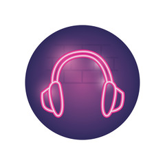 Isolated music headphone neon style icon vector design