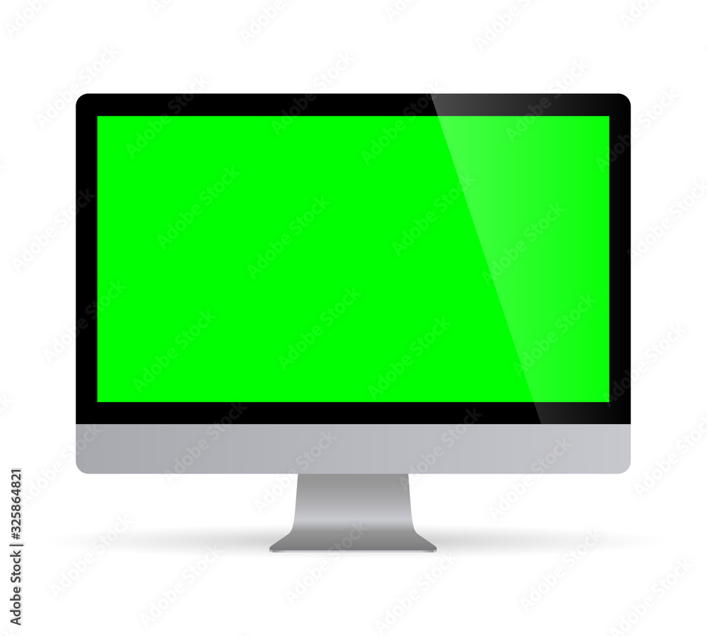 Aufkleber realistic desktop computer monitor with green screen. illustration vector illustrator ai eps