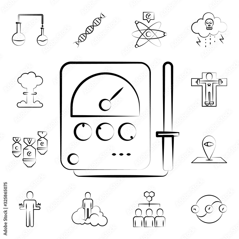 Poster radionics icon. mad science icons universal set for web and mobile