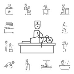 Massage, physiotherapy, doctor icon. Physiotherapy icons universal set for web and mobile