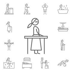 Rehabilitation, physiotherapy, woman icon. Physiotherapy icons universal set for web and mobile