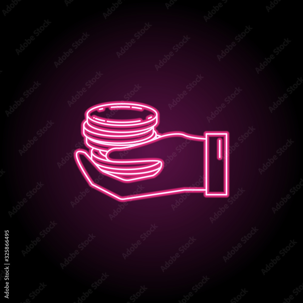 Aufkleber hand holds coins icon. simple thin line, outline vector of banking icons for ui and ux, website or m