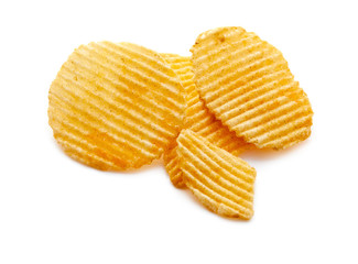 Potato Chips Isolated on White Background