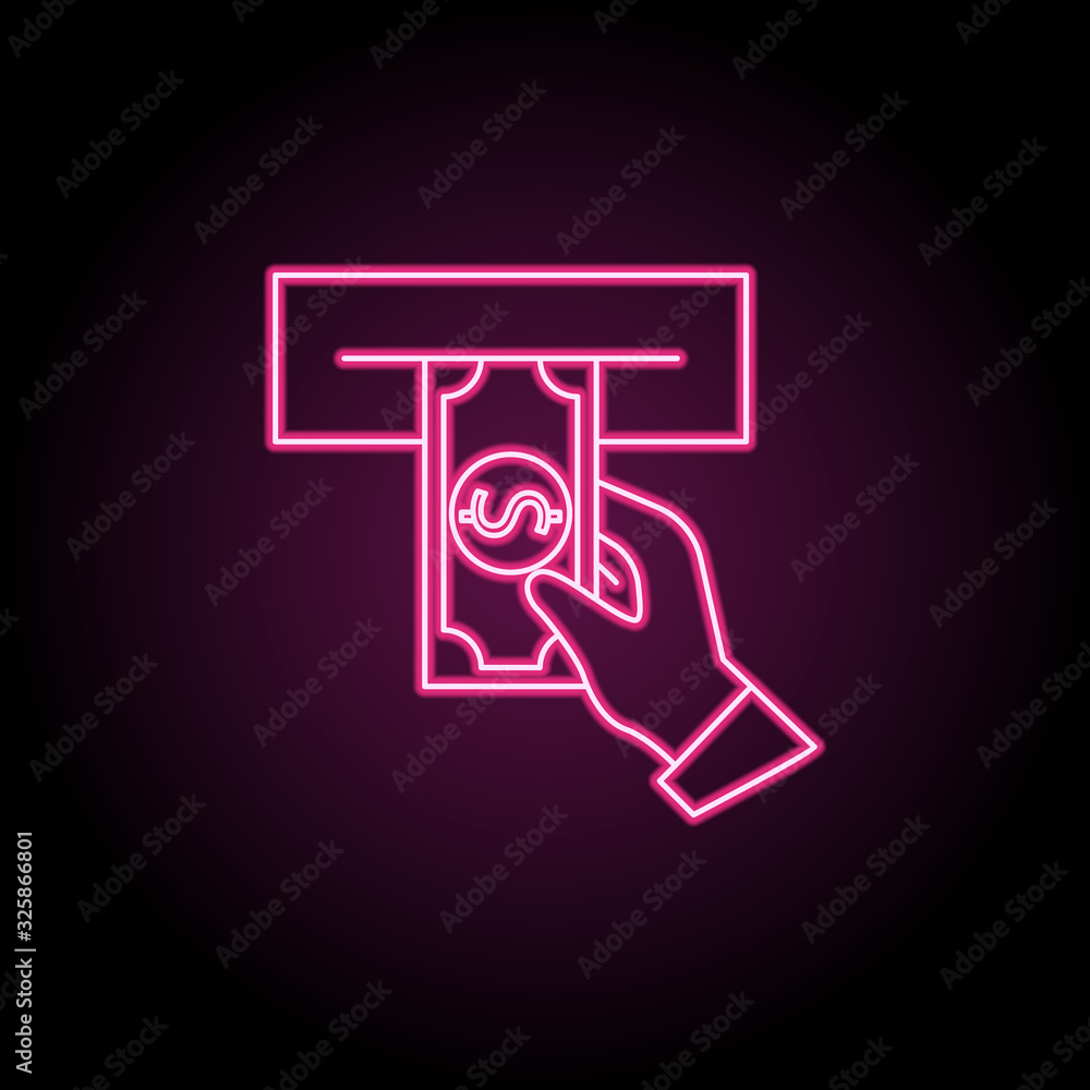 Poster cashing out of an atm icon. simple thin line, outline vector of banking icons for ui and ux, website