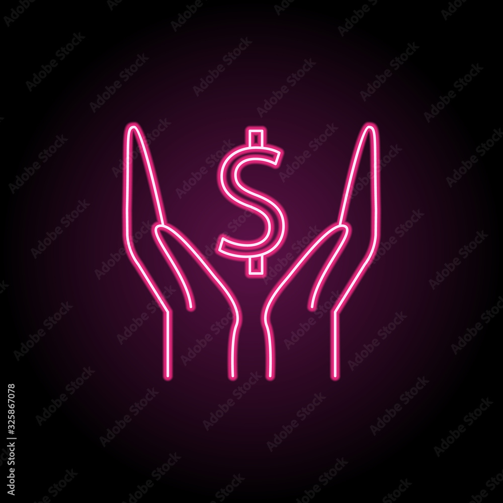 Poster hand money icon. simple thin line, outline vector of banking icons for ui and ux, website or mobile 