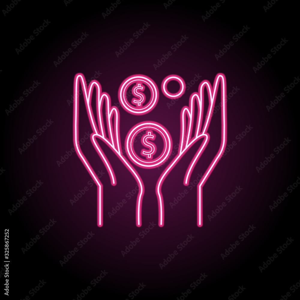 Poster coin hands icon. simple thin line, outline vector of banking icons for ui and ux, website or mobile 