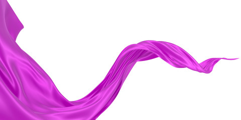 Beautiful flowing fabric of magenta wavy silk or satin. 3d rendering image.