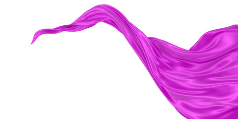 Beautiful flowing fabric of magenta wavy silk or satin. 3d rendering image.