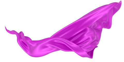 Beautiful flowing fabric of magenta wavy silk or satin. 3d rendering image.