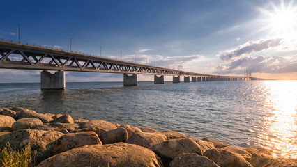 Famous Oresundbron, the Oresund bridge between Copenhagen in Denmark and Malmo in Sweden by day