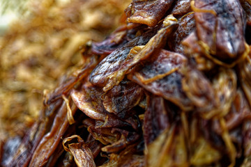 Dried seafood in a thai street market