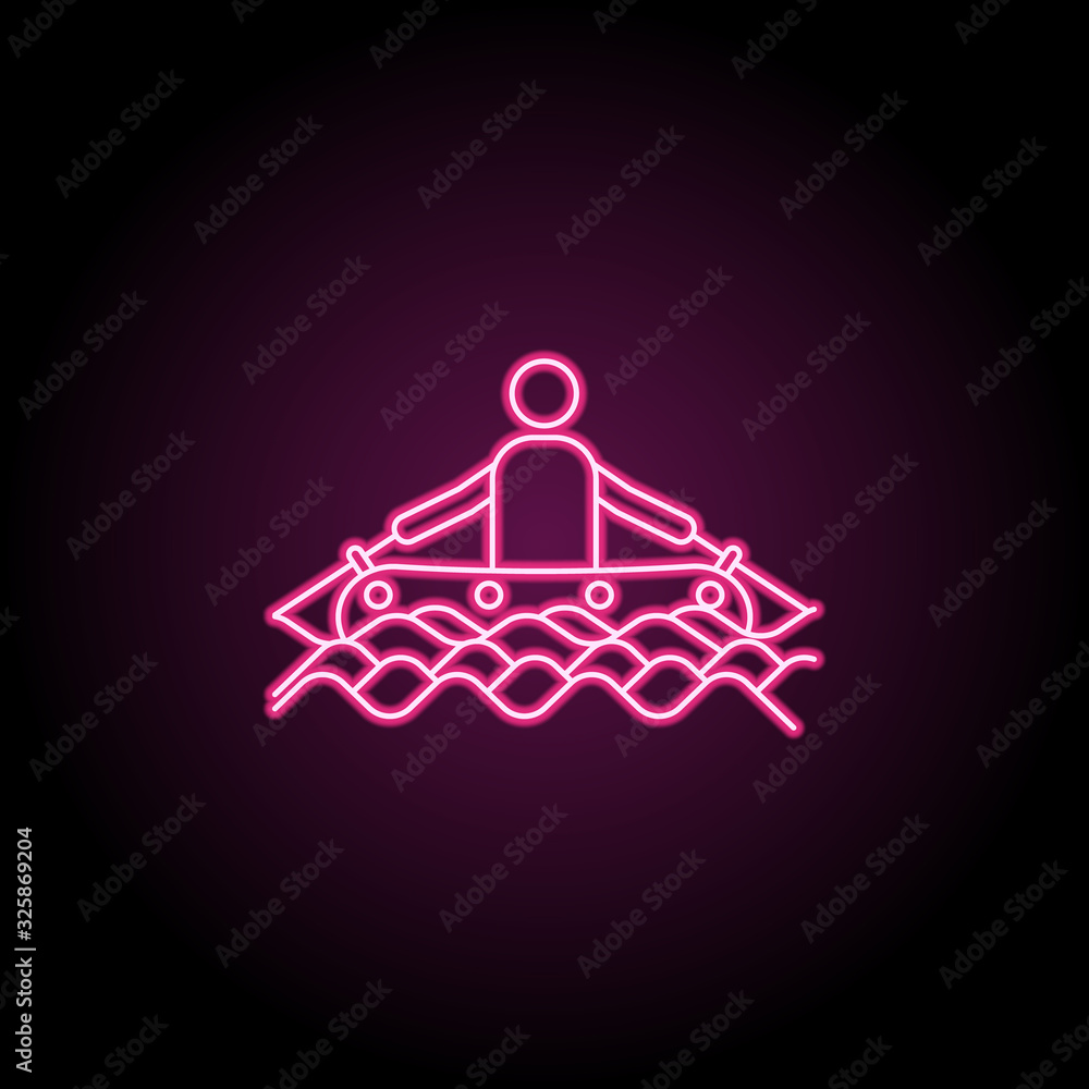 Poster a man on an inflatable boat icon. simple thin line, outline vector of camping icons for ui and ux, w