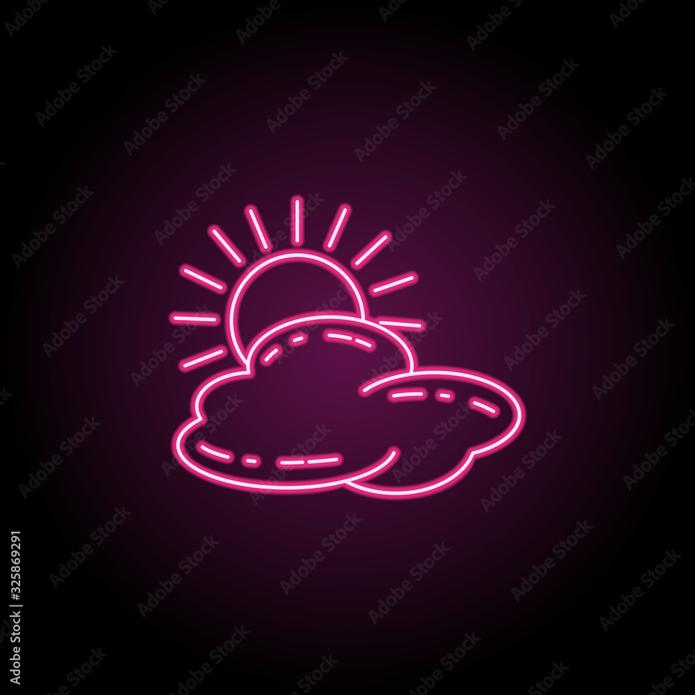 Poster the sun behind the clouds icon. simple thin line, outline vector of camping icons for ui and ux, web