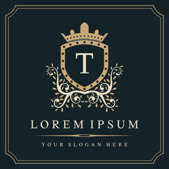 Luxury monogram logo template, letter T logo design