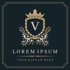 Luxury monogram logo template, letter V logo design