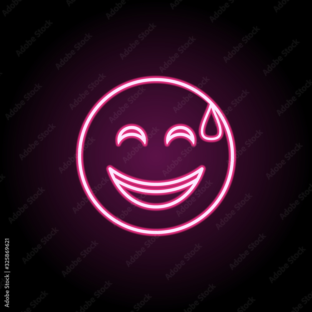 Poster joy in a cold sweat neon icon. simple thin line, outline vector of emoji icons for ui and ux, websit
