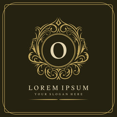 O letter vector logo template on brown background