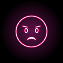 Frowning neon icon. Simple thin line, outline vector of emoji icons for ui and ux, website or mobile application