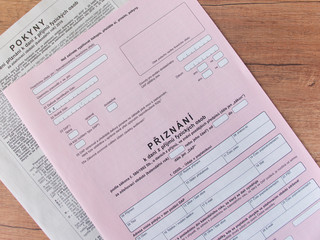 tax form, Czech republic, Czech declaration of corporation taxes.