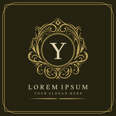 Y letter vector logo template on brown background
