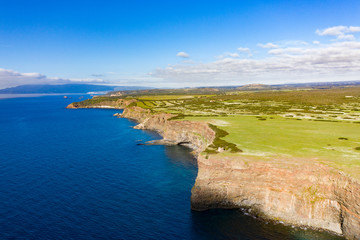 Naklejka premium aerial view of the beautiful coast of capo nieddu, sardinia