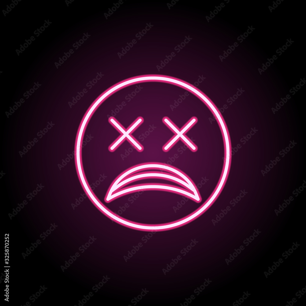 Poster very tired neon icon. simple thin line, outline vector of emoji icons for ui and ux, website or mobi