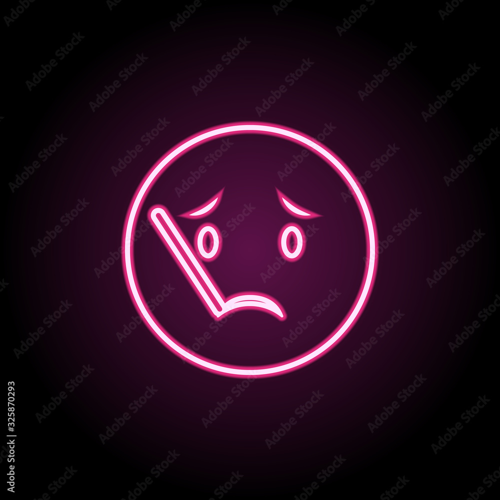 Poster with a thermometer neon icon. simple thin line, outline vector of emoji icons for ui and ux, website