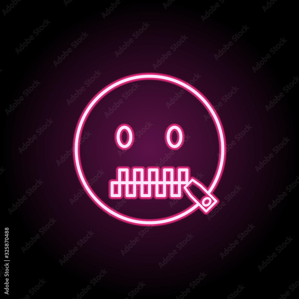 Poster mouth to lock neon icon. simple thin line, outline vector of emoji icons for ui and ux, website or m