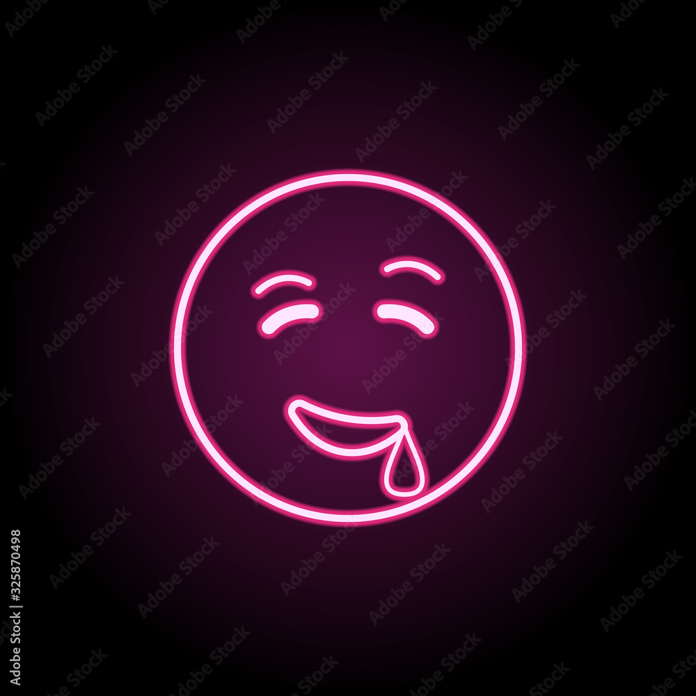 Sticker Drooling neon icon. Simple thin line, outline vector of emoji icons for ui and ux, website or mobile application