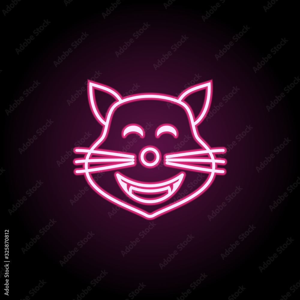 Poster happy cat neon icon. simple thin line, outline vector of emoji icons for ui and ux, website or mobil