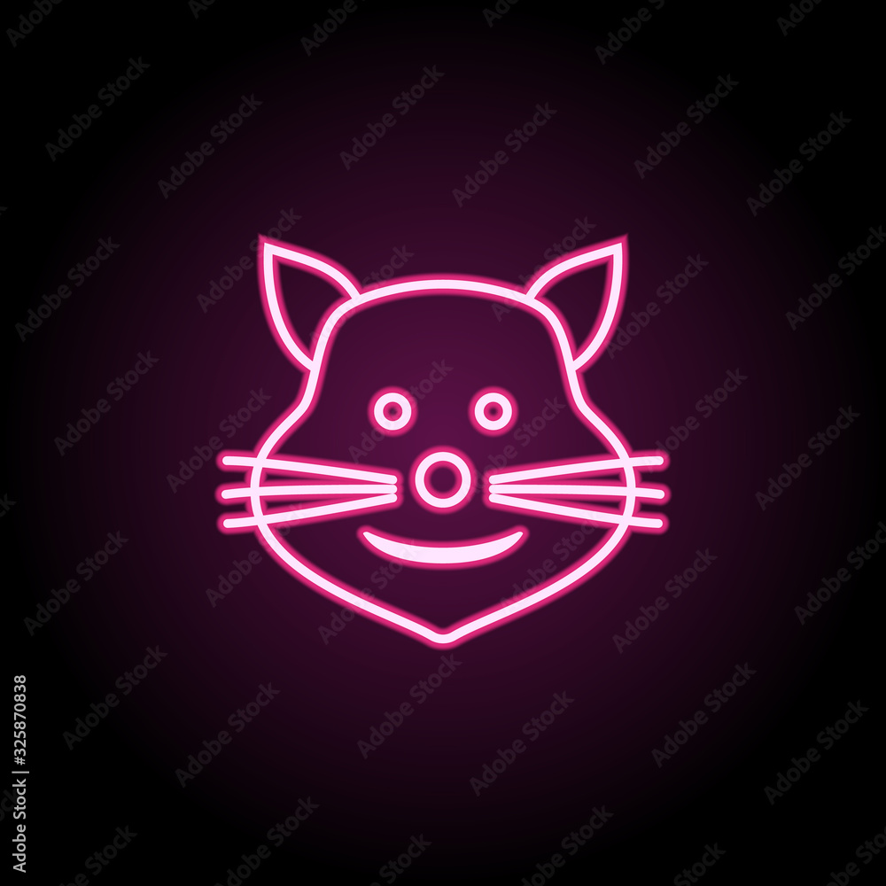 Poster cat with a smile neon icon. simple thin line, outline vector of emoji icons for ui and ux, website o