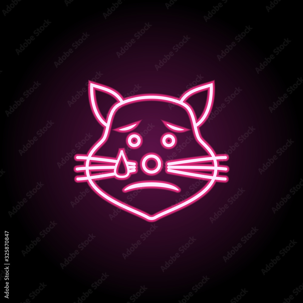 Aufkleber crying cat neon icon. simple thin line, outline vector of emoji icons for ui and ux, website or mobi
