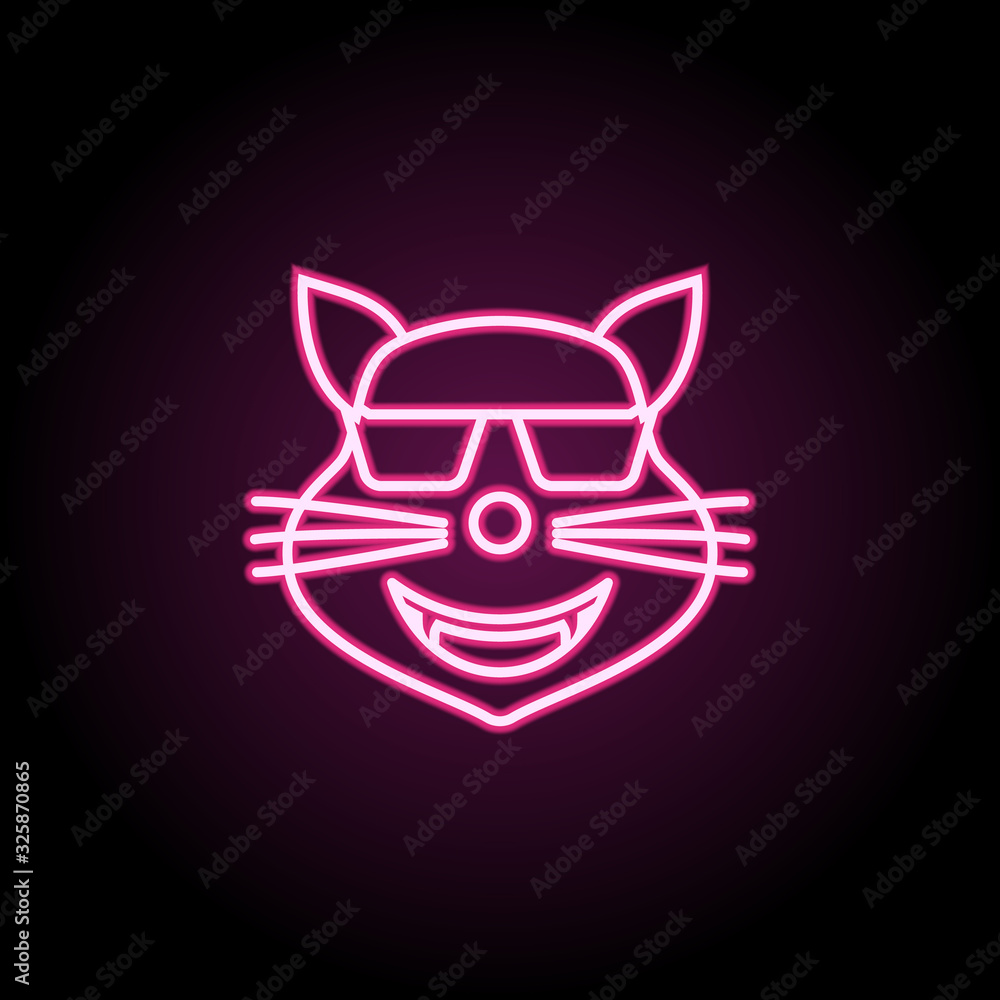 Poster cool cat neon icon. simple thin line, outline vector of emoji icons for ui and ux, website or mobile