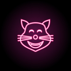 Happy cat neon icon. Simple thin line, outline vector of emoji icons for ui and ux, website or mobile application
