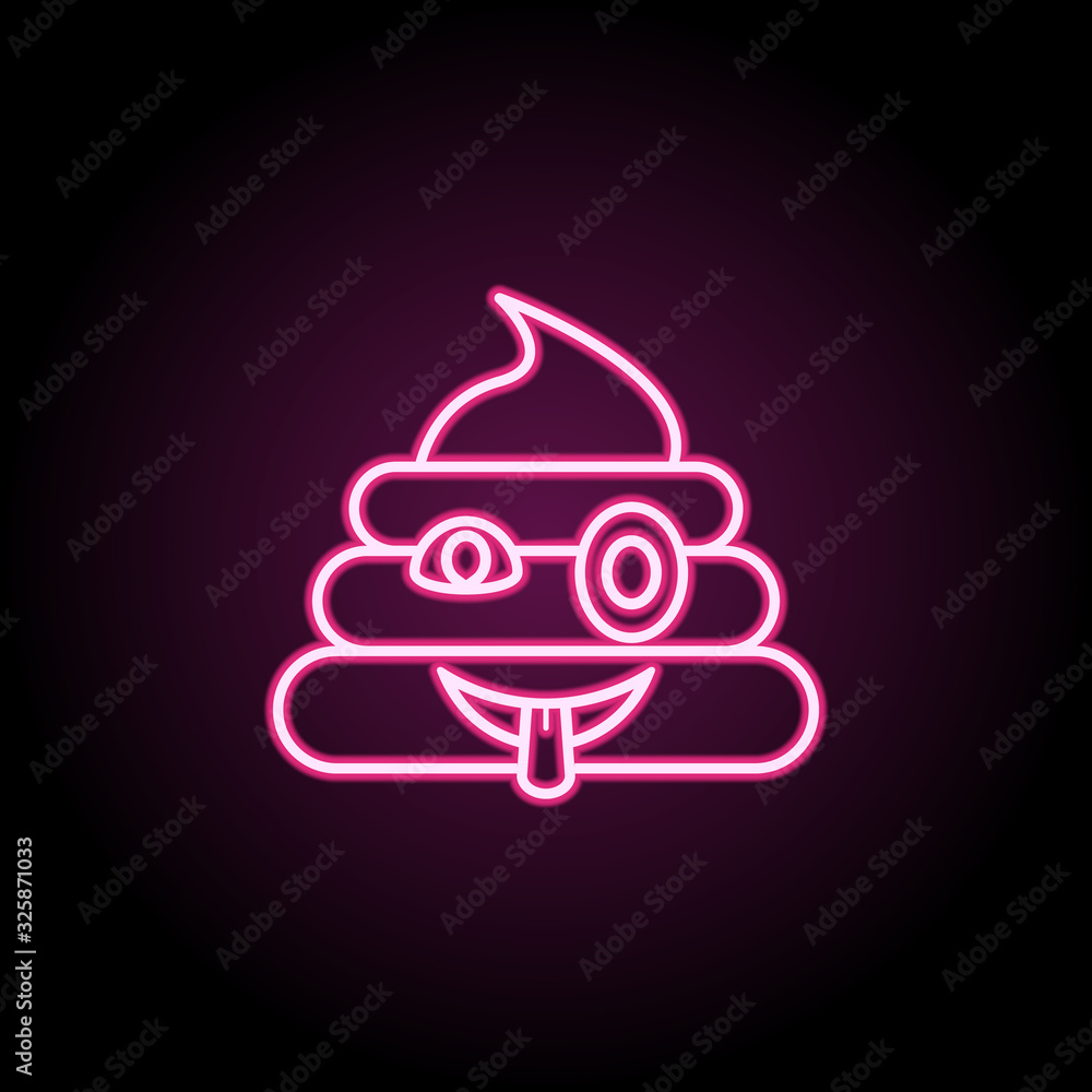 Poster shit with sticking out tongue neon icon. simple thin line, outline vector of emoji icons for ui and 