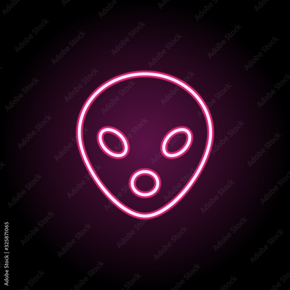 Poster alien neon icon. simple thin line, outline vector of emoji icons for ui and ux, website or mobile ap