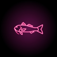 Red mullet neon icon. Simple thin line, outline vector of fish icons for ui and ux, website or mobile application