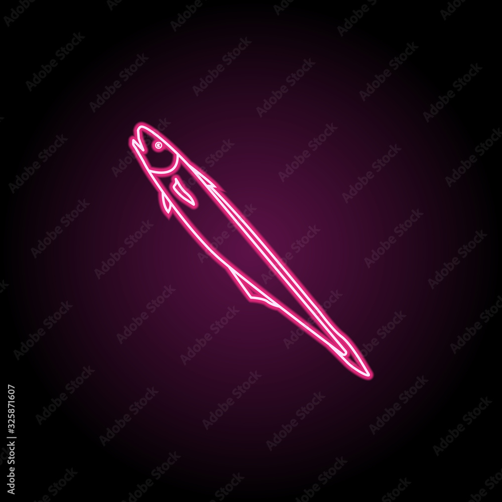 Poster hoki neon icon. simple thin line, outline vector of fish icons for ui and ux, website or mobile appl